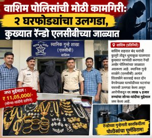 वाशिम पोलिसांची मोठी कामगिरी: २ घरफोड्यांचा उलगडा, कुख्यात रॅन्डो एलसीबीच्या जाळ्यात