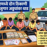 देगलूरमध्ये दोन ठिकाणी अवैध जुगार अड्ड्यांवर धाड;१९ आरोपींविरुद्ध गुन्हे; तब्बल १ लाख ५९ हजार २७० रुपयांचा मुद्देमाल जप्त