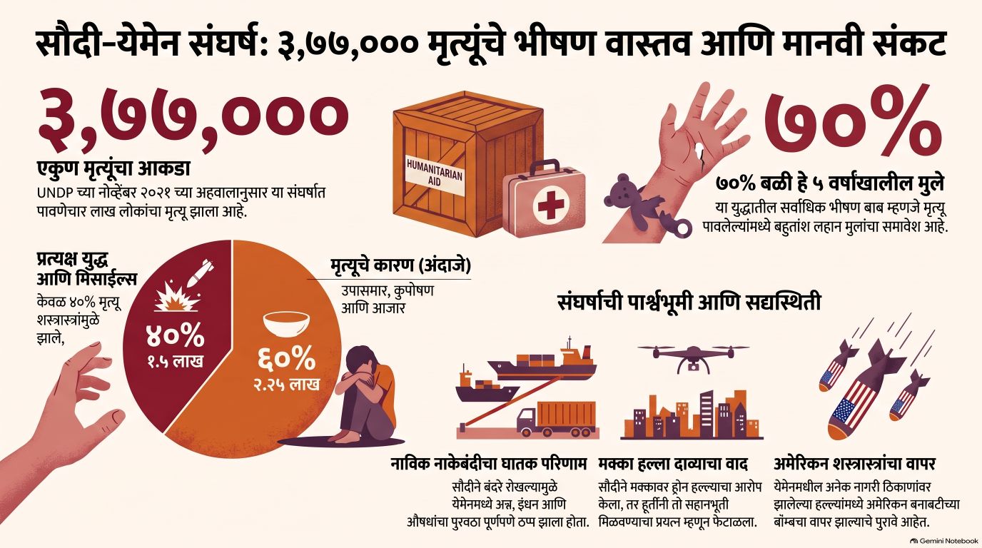 मक्का हल्ला की सहानुभूतीचा राजकीय डाव? सौदी-हूती संघर्षामागचे धक्कादायक वास्तव आणि ३,७७,००० मृत्यूंचा इतिहास!