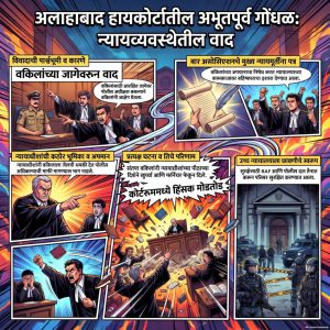अभूतपूर्व! अलाहाबाद हायकोर्टात जजांच्या आसनाकडे फेकून मारल्या खुर्च्या अन् जोडे; कोर्टरूमची प्रचंड तोडफोड!