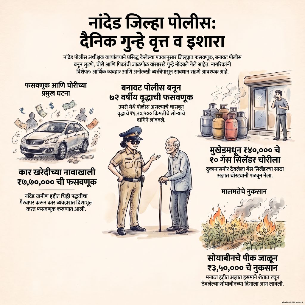 मुखेडमध्ये दुकानासमोरील १० गॅस सिलेंडरची चोरी; ४० हजारांचा मुद्देमाल लांबवला